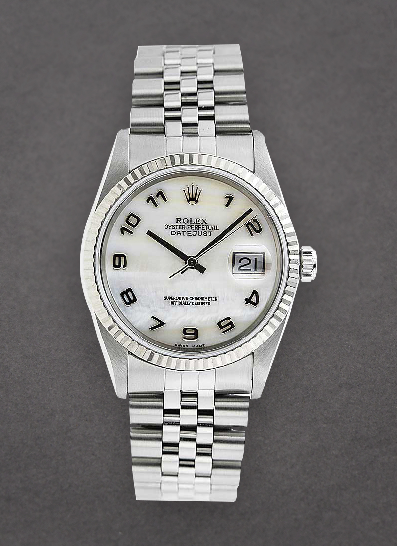 Pre-Owned Rolex Datejust 36mm in Steel with White Gold Fluted Bezel