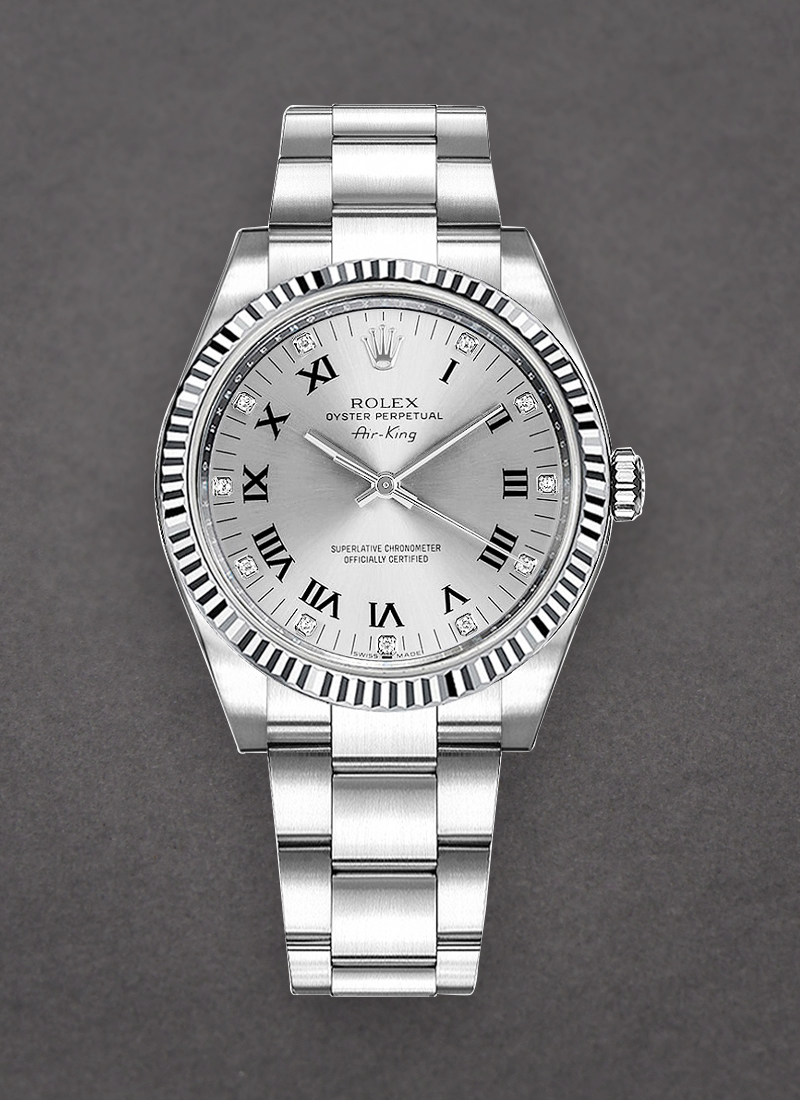 Pre-Owned Rolex Air king - 34mm - White Gold Fluted Bezel