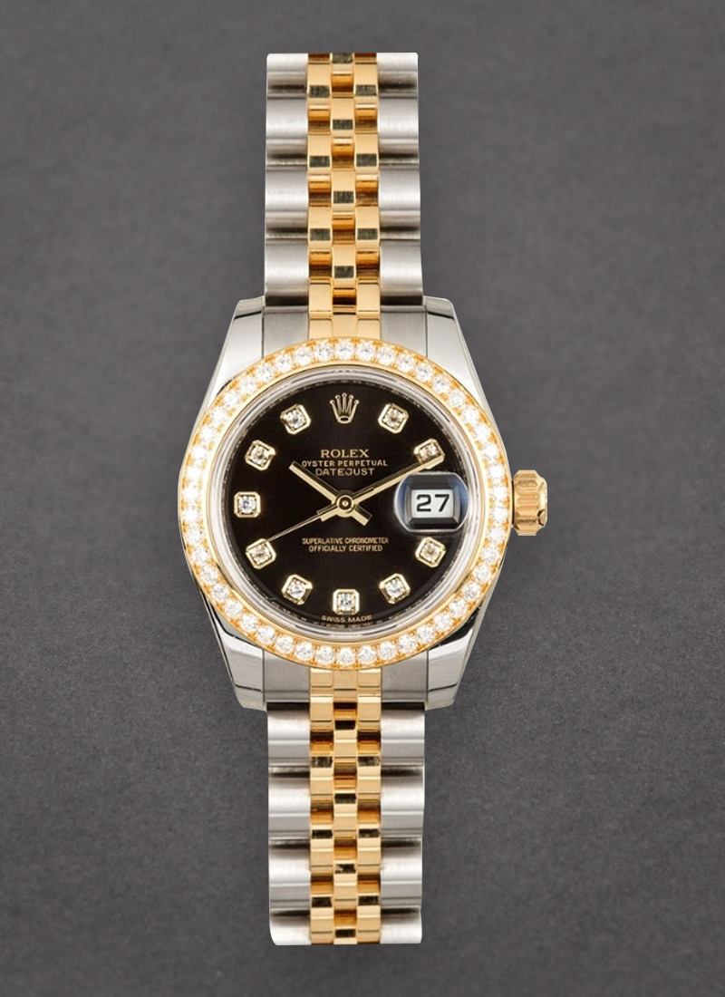 Pre-Owned Rolex Ladies 2-Tone Datejust in Steel with Yellow Gold Diamond Bezel