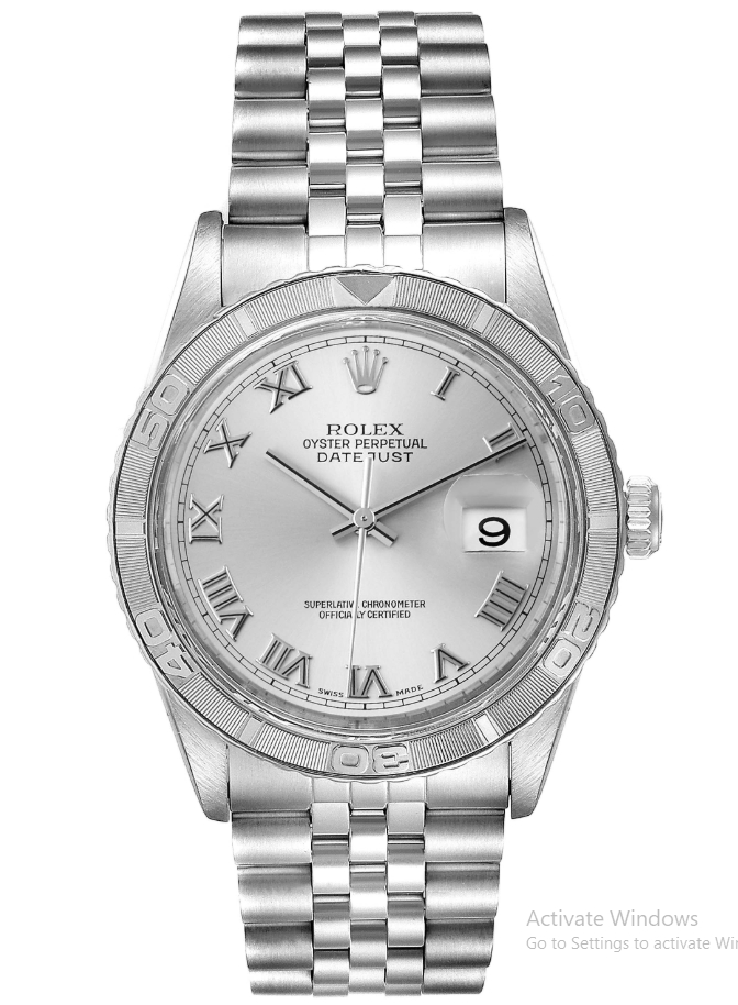 Datejust 36mm in Steel with White Gold Thunderbird Bezel on Jubilee Bracelet with Rhodium Roman Dial