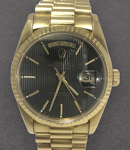 President Day Date 36mm in Yellow Gold with Fluted Bezel  on President Bracelet with Black Tapestry Stick Dial