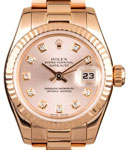 Ladies President in Rose Gold with Fluted Bezel on Bracelet with Pink Diamond Dial