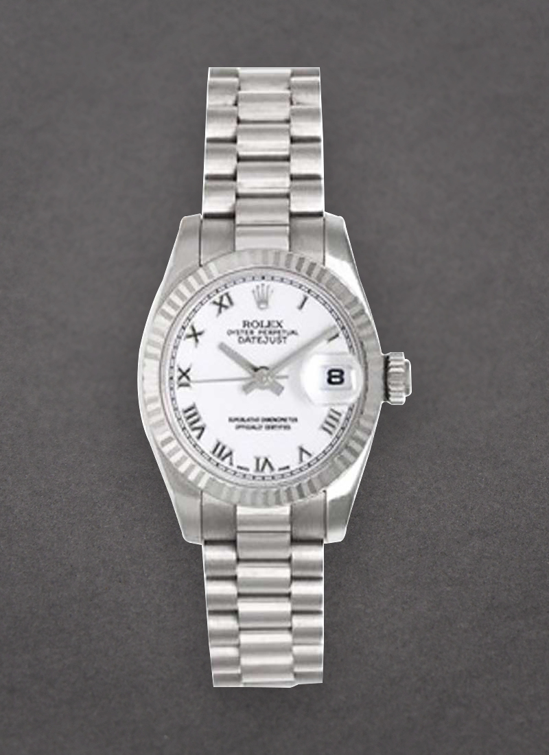 Pre-Owned Rolex Ladies President in White Gold with Fluted Bezel