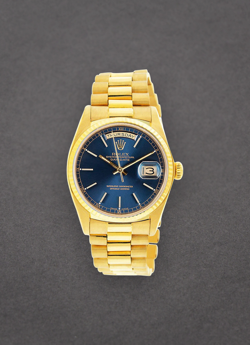 Pre-Owned Rolex President Day Date 36mm in Yellow Gold with Fluted Bezel