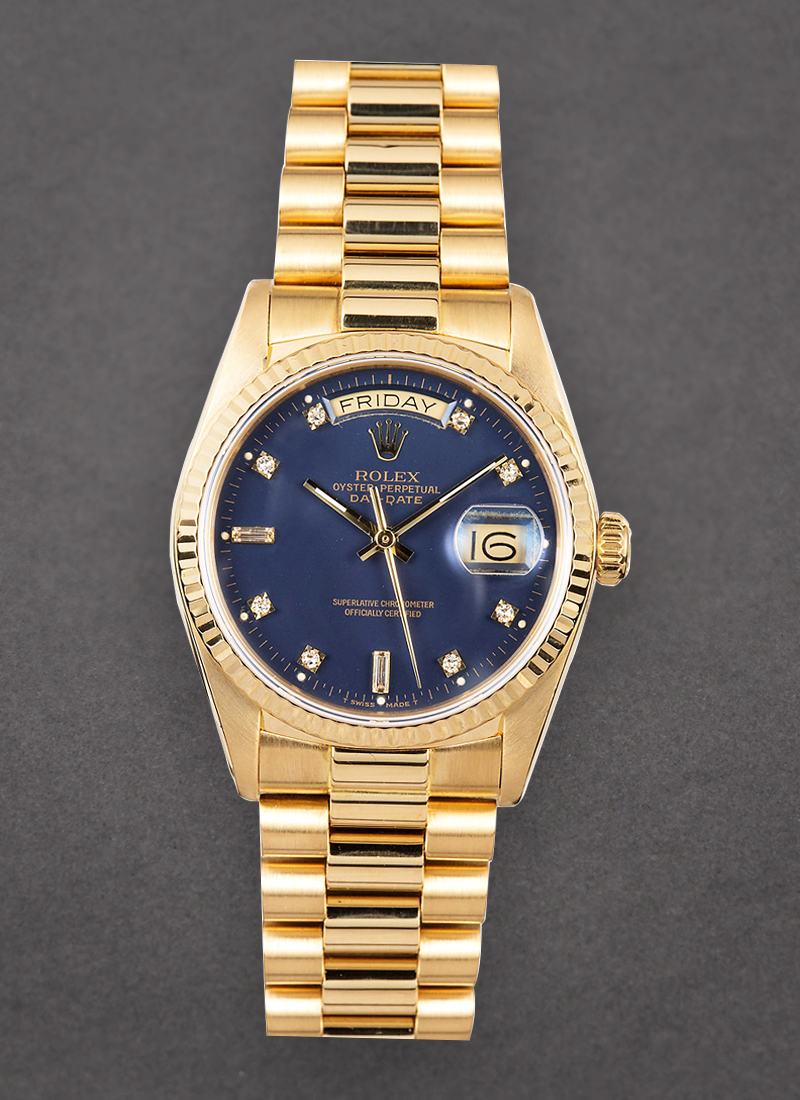 Pre-Owned Rolex Day Date 36mm President in Yellow Gold with Fluted Bezel