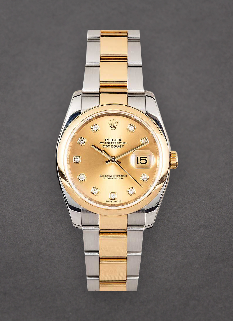 Pre-Owned Rolex Datejust 36mm in Steel with Yellow Gold Smooth Bezel