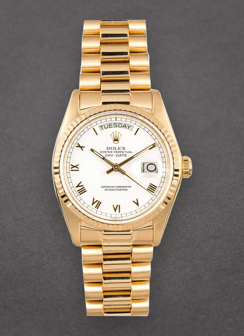 Pre-Owned Rolex Day-Date 36mm President in Yellow Gold with Fluted Bezel