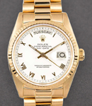 Day-Date 36mm President in Yellow Gold with Fluted Bezel on President Bracelet with White Roman Dial