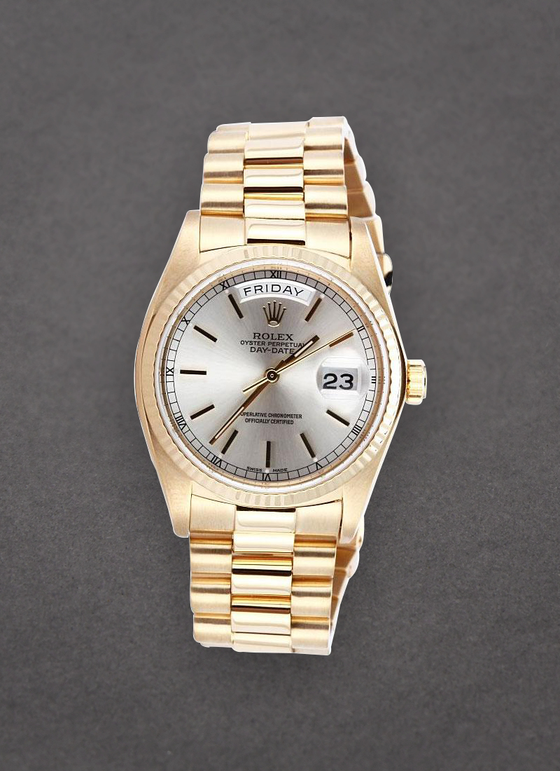 Pre-Owned Rolex Day-Date President 36mm in Yellow Gold with Fluted Bezel