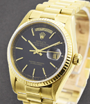 President Day-Date 36mm Single Quick in Yellow Gold with Fluted Bezel on President Bracelet with Black Stick Dial