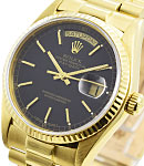 President Day-Date 36mm Single Quick in Yellow Gold with Fluted Bezel on President Bracelet with Black Stick Dial