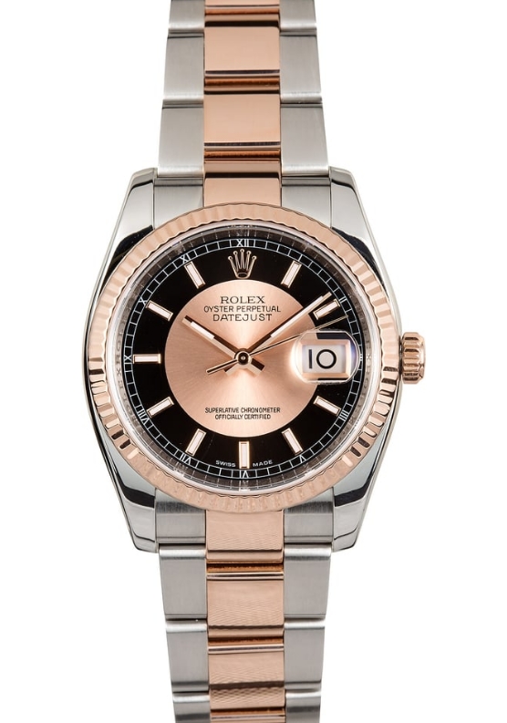 Pre-Owned Rolex 2-Tone Datejust 36mm with Rose Gold Fluted Bezel