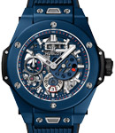 Big Bang MECA-10 45mm in Ceramic on Black and Blue Lined Structured Rubber Straps with Mat Blue Skeleton Dial