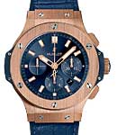 Big Bang Chronograph 44mm in Rose Gold on Blue Rubber and Alligator Strap with Blue Dial