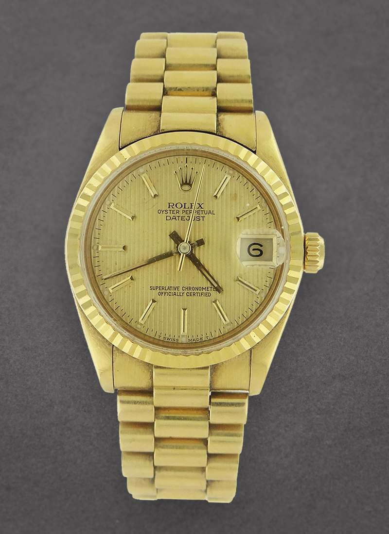 Pre-Owned Rolex Midsize  President 31mm Yellow Gold with Fluted Bezel