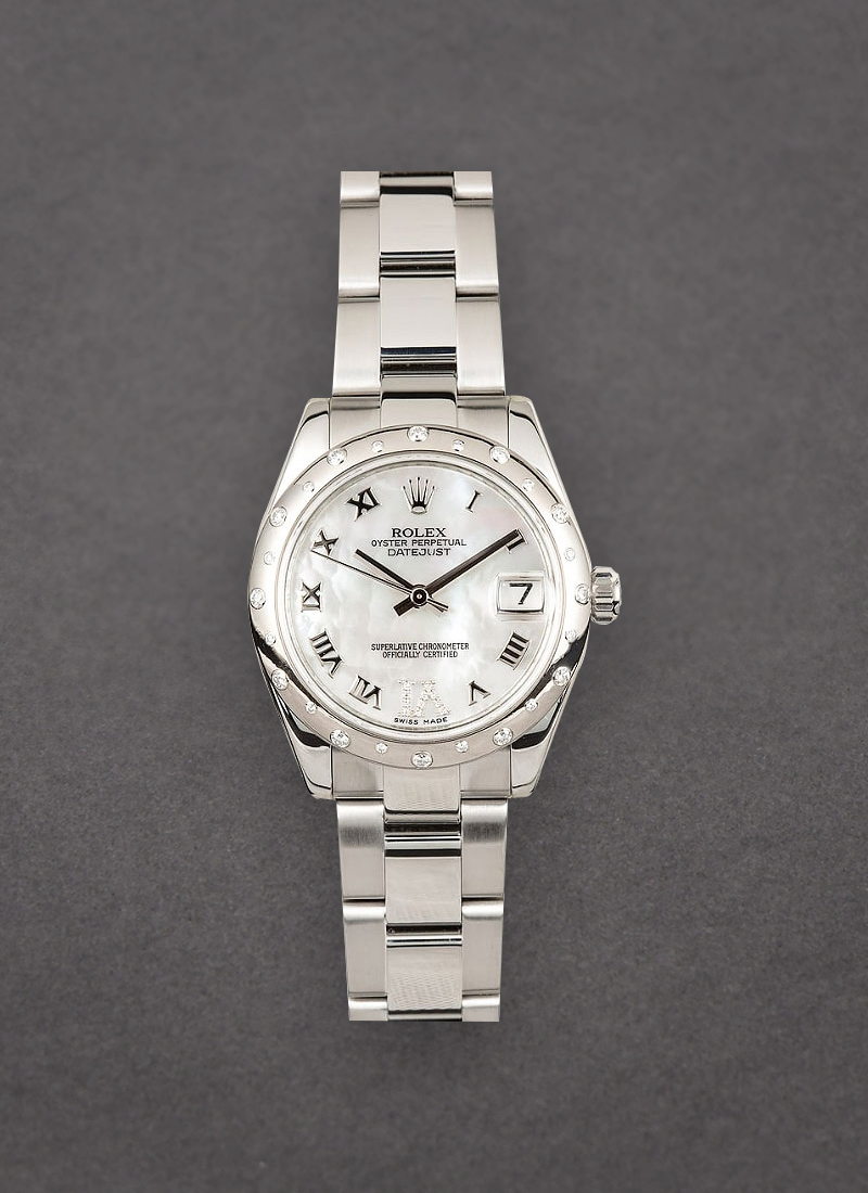 Pre-Owned Rolex DateJust 31mm in Steel with White Gold Diamond Bezel