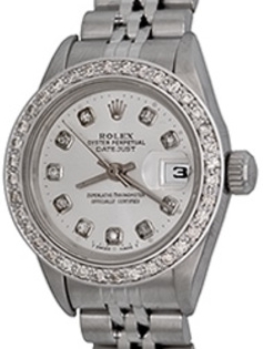 Date Ladies 26mm  - Diamond Bezel on Jubilee Bracelet  - White Diamond Dial