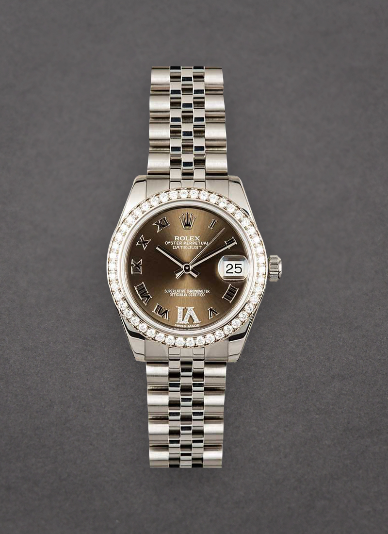 Pre-Owned Rolex Datejust 31mm in Steel with White Gold Diamond Bezel