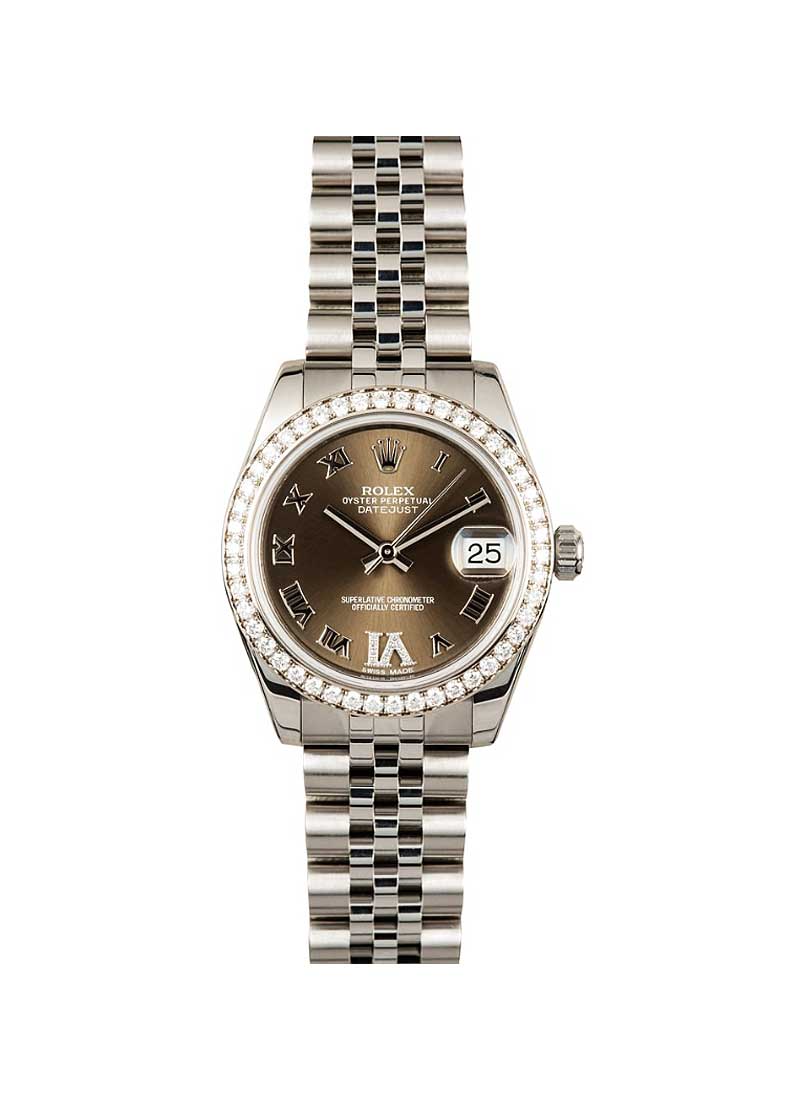 Pre-Owned Rolex Datejust 31mm in Steel with White Gold Diamond Bezel