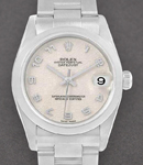 Datejust 31mm in Steel with White Gold Smooth Bezel on Oyster Bracelet with Ivory Jubilee Arabic Dial