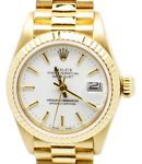 President 26mm in Yellow Gold with Fluted Bezel on President Bracelet with White Stick Dial