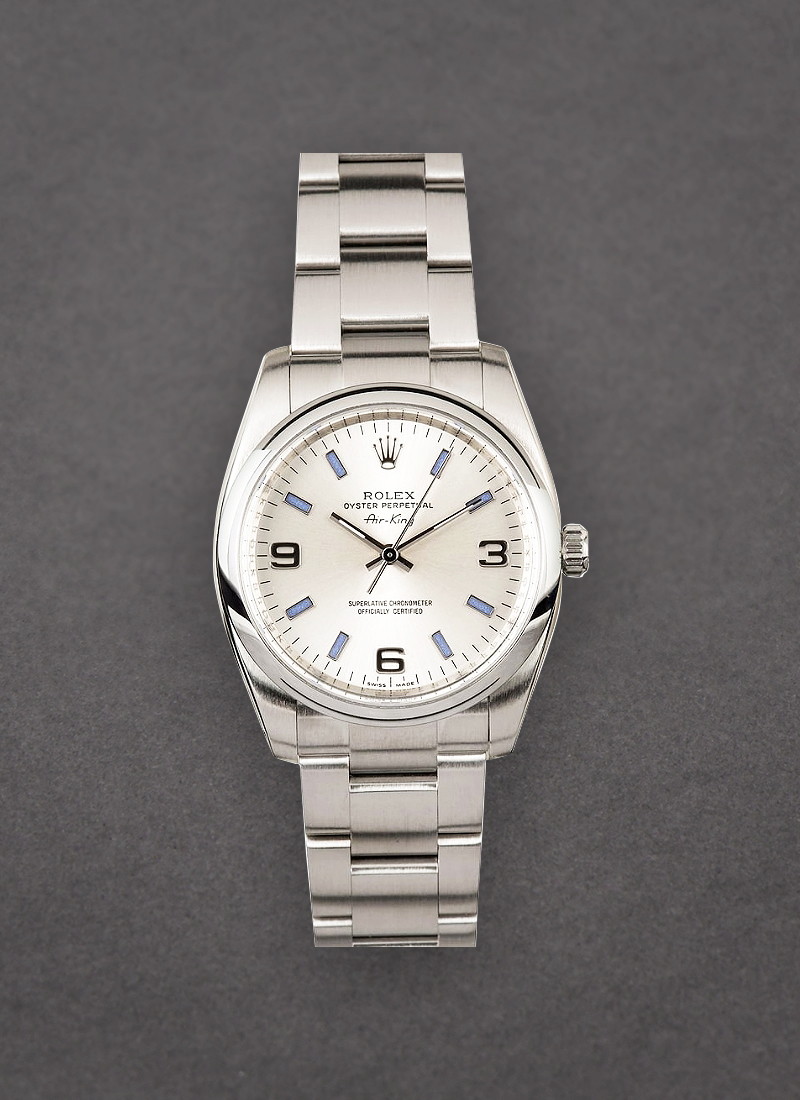 Pre-Owned Rolex New Style Air King 34mm in Steel with Smooth Bezel