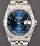 Men's Datejust 36mm With White Gold Engine Turned Bezel on Jubilee Bracelet with Blue Roman Dial