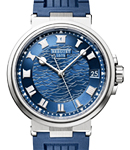 Marine 40mm Automatic in White Gold on Blue Rubber Strap with Blue Roman Dial