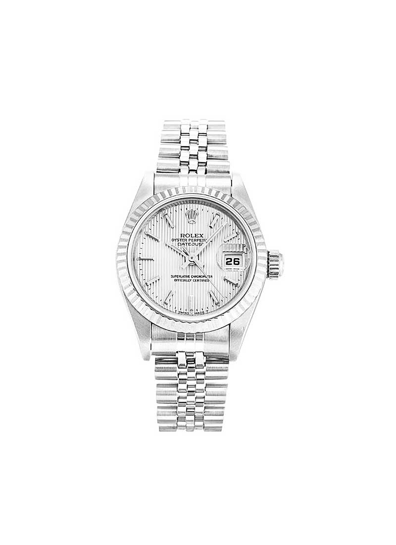 Pre-Owned Rolex Datejust Ladies 26mm in Steel with White Gold Fluted Bezel