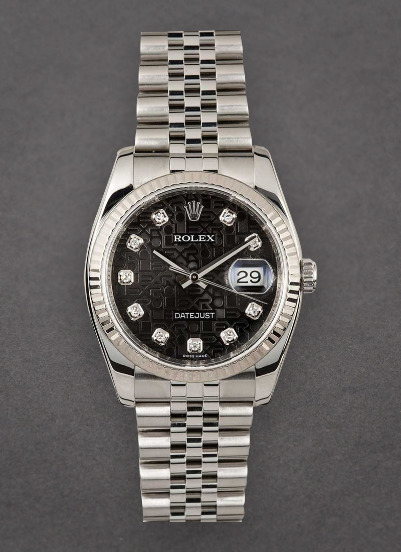 Pre-Owned Rolex Datejust 36mm in Steel with White Gold Fluted Bezel