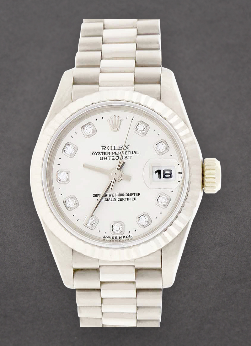 Pre-Owned Rolex Ladies President in White Gold with Fluted Bezel