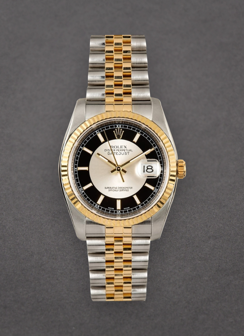 Pre-Owned Rolex Datejust 36mm in Steel with Yellow Gold Fluted Bezel