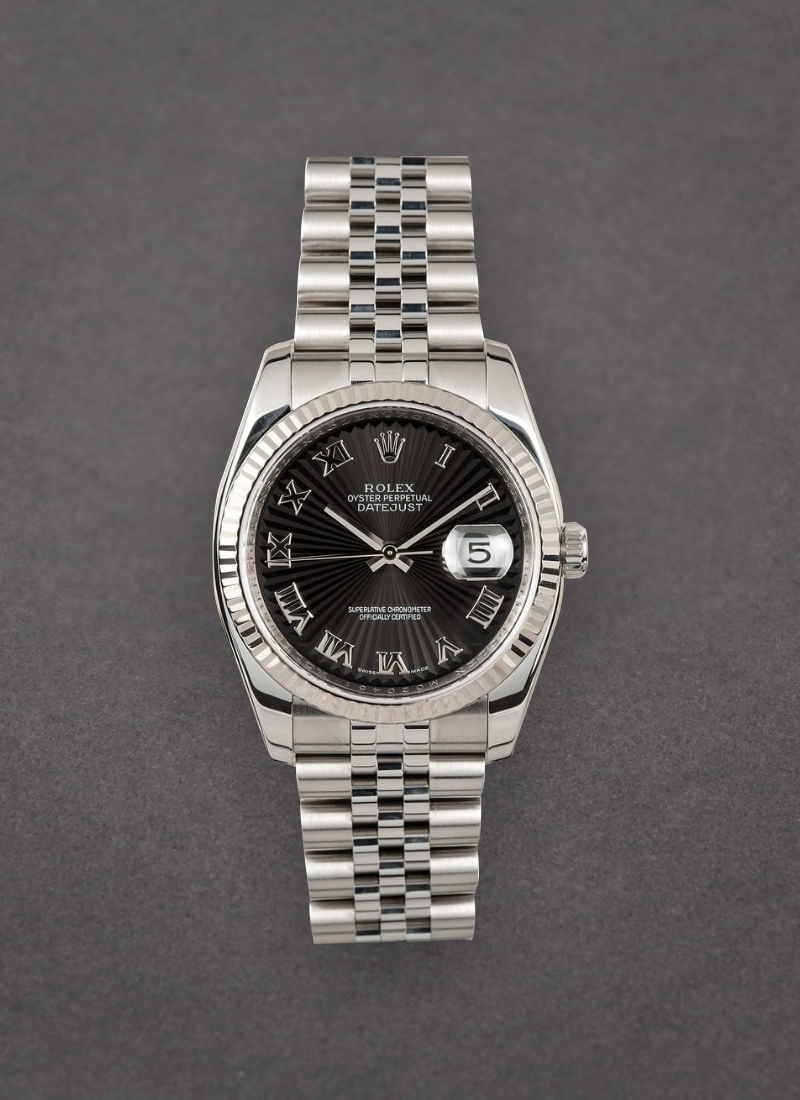 Pre-Owned Rolex Datejust 36mm with White Gold Fluted Bezel   