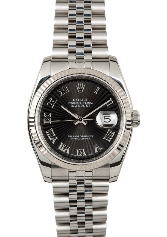 Pre-Owned Rolex Datejust 36mm with White Gold Fluted Bezel   