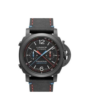 PAM 725 - Luminor 1950 Oracle Team USA Chrono Flyback in Ceramic on Black Leather Strap with Black Dial