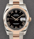 Men's 2-Tone Datejust 36mm on Oyster Bracelet with Black Roman Dial