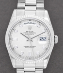 White Gold President Ref 18239  with Fluted Bezel on President Bracelet with White Stone Dial with Diamond Markers