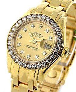 Masterpiece with Yellow Gold Diamond Bezel on Pearlmaster Bracelet with Champagne Diamond Dial
