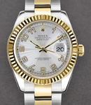 Datejust Ladies in Steel with Yellow Gold Fluted Bezel on Oyster Bracelet with Silver Concentric Arabic Dial