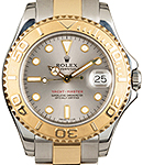 Yacht-Master Mid Size 35mm in Steel with Yellow Gold Bezel on Oyster Bracelet with Silver Dial