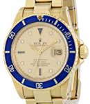 Submariner 40mm in Yellow Gold with Blue Bezel on Oyster Bracelet with Champagne Diamond Dial