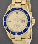 Submariner 40mm in Yellow Gold with Blue Bezel on Oyster Bracelet with Champagne Diamond Dial