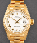 Ladies President in Yellow Gold with Fluted Bezel on Yellow Gold President Bracelet with White Roman Dial