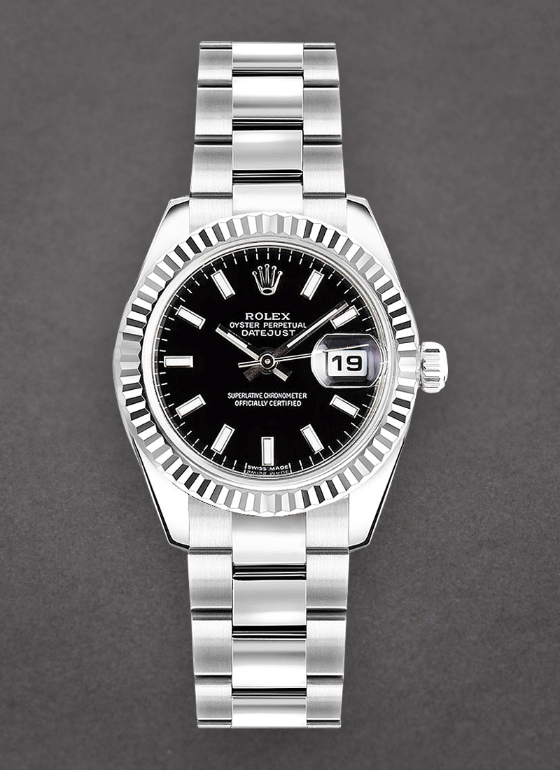 Pre-Owned Rolex Lady's Datejust in Steel with White Gold Fluted Bezel