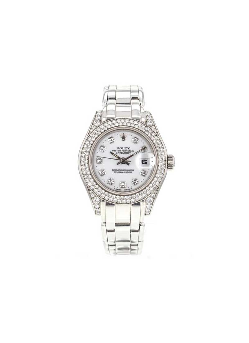 Pre-Owned Rolex President in White Gold with Double Row Diamond Bezel