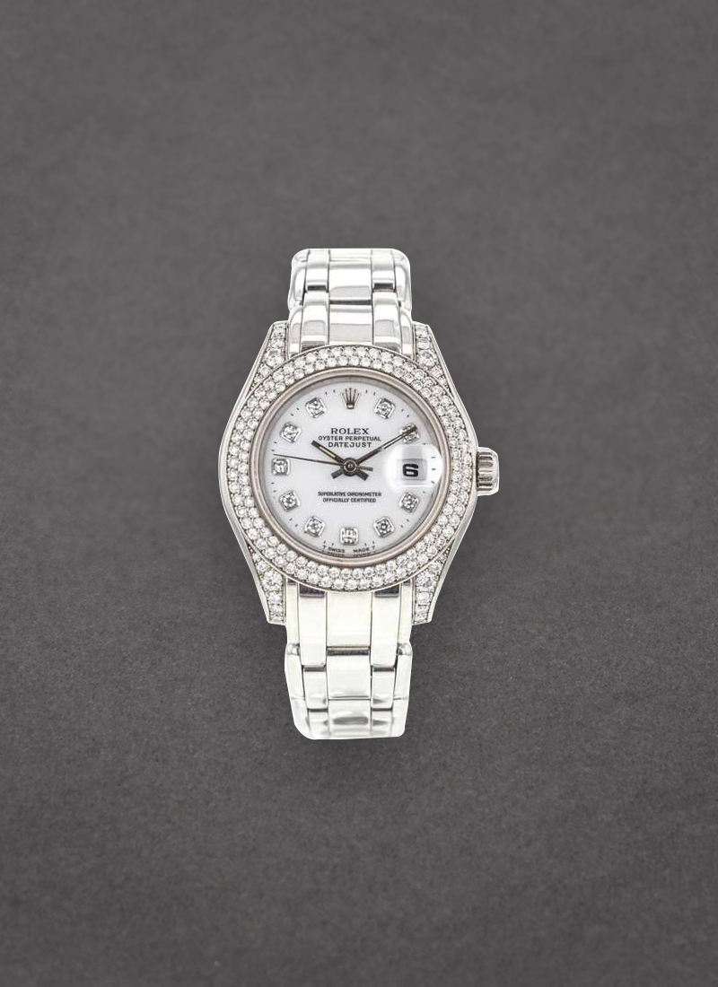 Pre-Owned Rolex President in White Gold with Double Row Diamond Bezel