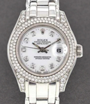 President in White Gold with Double Row Diamond Bezel on Masterpiece Bracelet with White MOP Diamond  Dial