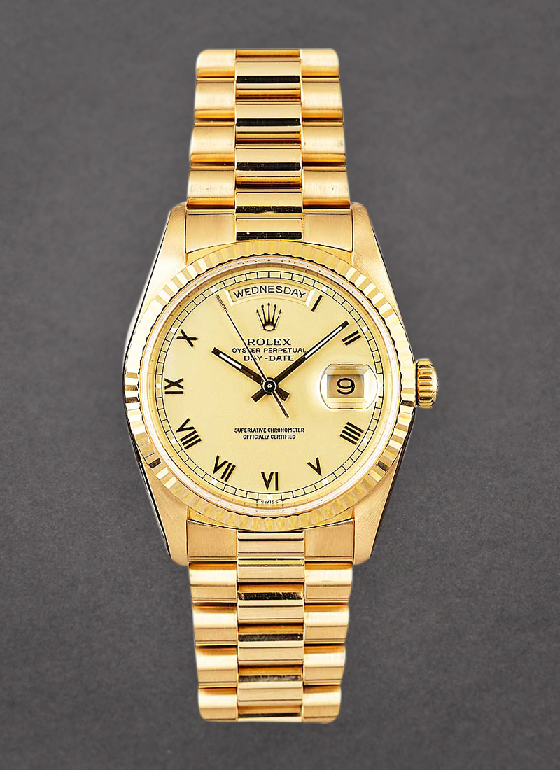 Pre-Owned Rolex President Day-Date 36mm in Yellow Gold with Fluted Bezel