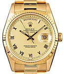 President Day-Date 36mm in Yellow Gold with Fluted Bezel on President Bracelet with Champagne Roman Dial