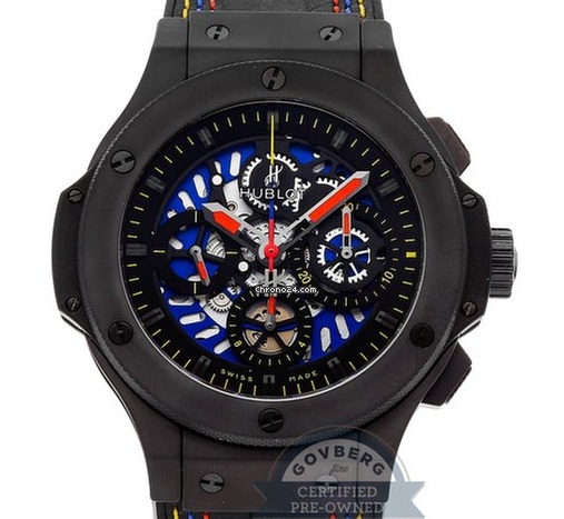 Big Bang Polo de Paris in Black Ceramic on Black Gummy Alligator Strap with Black Dial